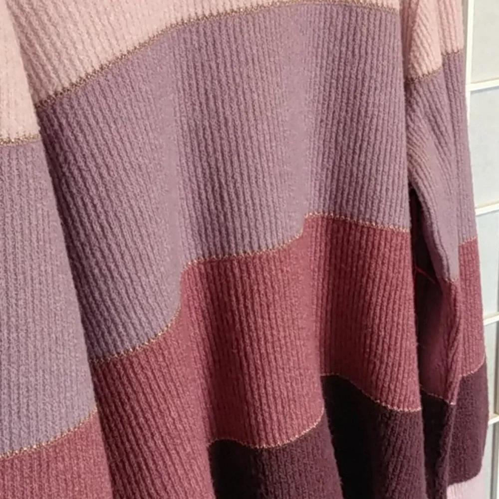 ELLE Women's Stripe Sweater Size XXL Pink Purple Burgundy‎ Sparkle